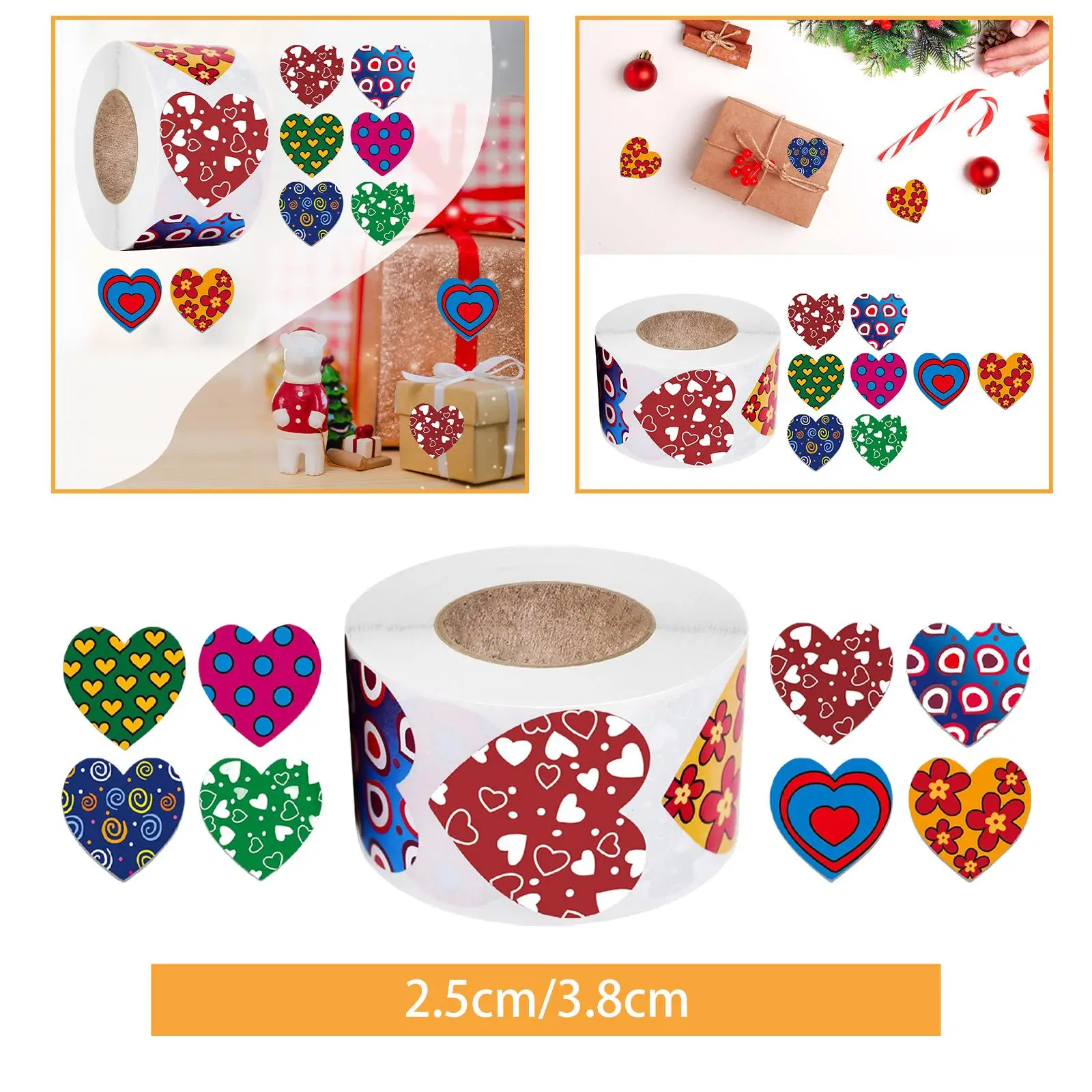 500Pcs Heart Stickers for Kids Self Adhesive Sealing Stickers for Valentine`S Day Envelopes Wedding Party Accessories Decoration