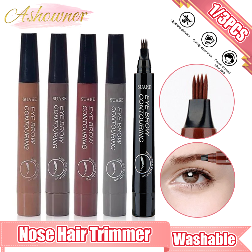 Best of 5 Colors Eyebrow Tattoo Pen 4 Points Fork Tip Liquid Brow Pencil Long Lasting Waterproof Stencil Eyebrow Stamp Shaping Kit Reviews & Tips