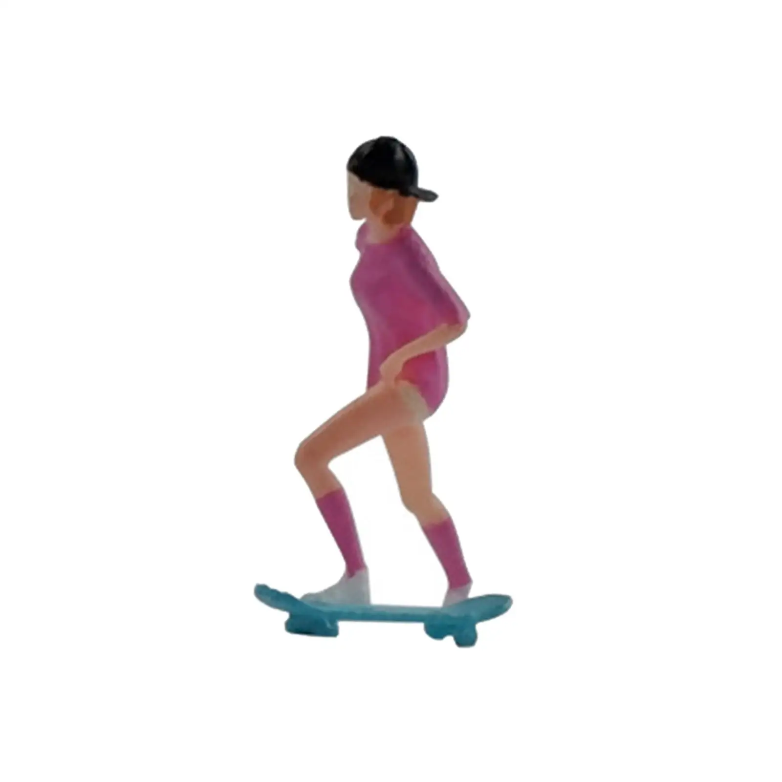 1/64 Diorama Figures Model Skateboard Girl Tiny People for Layout Ornament