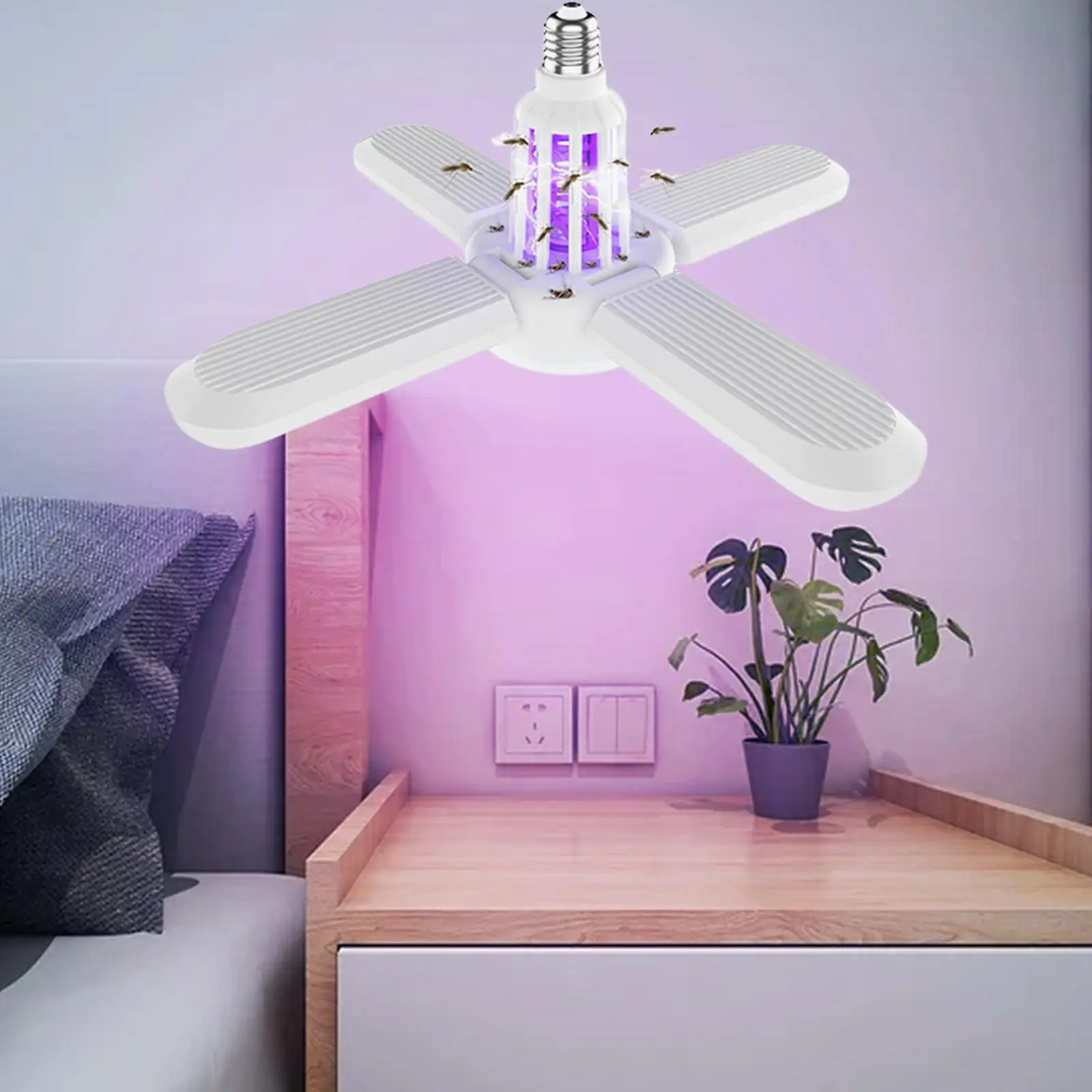 LED Mosquito Light Bulb Folding E27 Base Convenient Assemble Illumination Accessories White for Workbench Porch Basement
