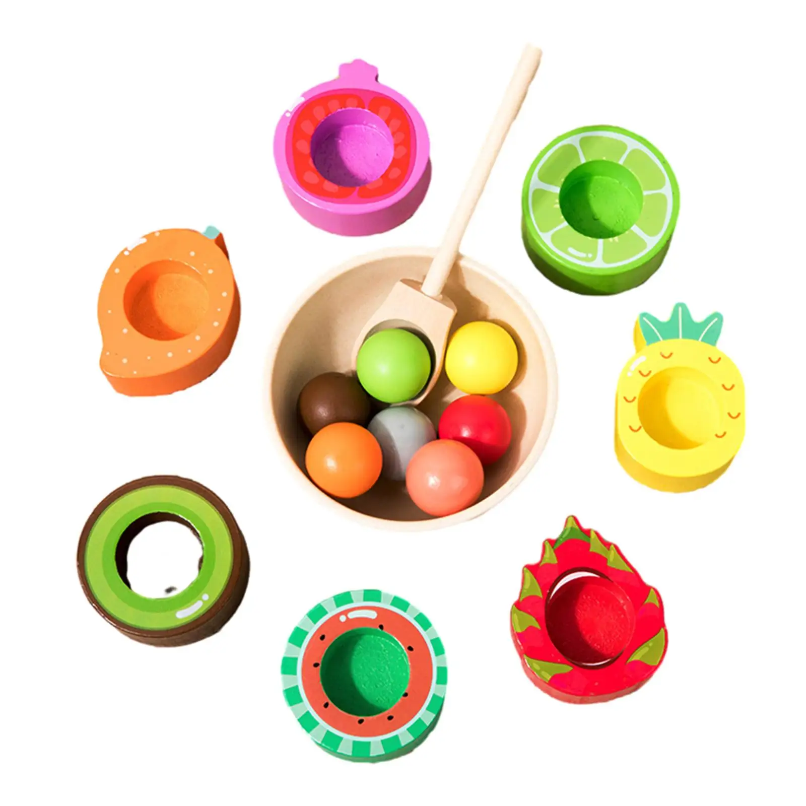 Montessori Toys Wooden Balls in Cups Preschool Sensory Toys Colorful Balls Color Sorting for Age 3 4 5 6 Boys Holiday Gifts