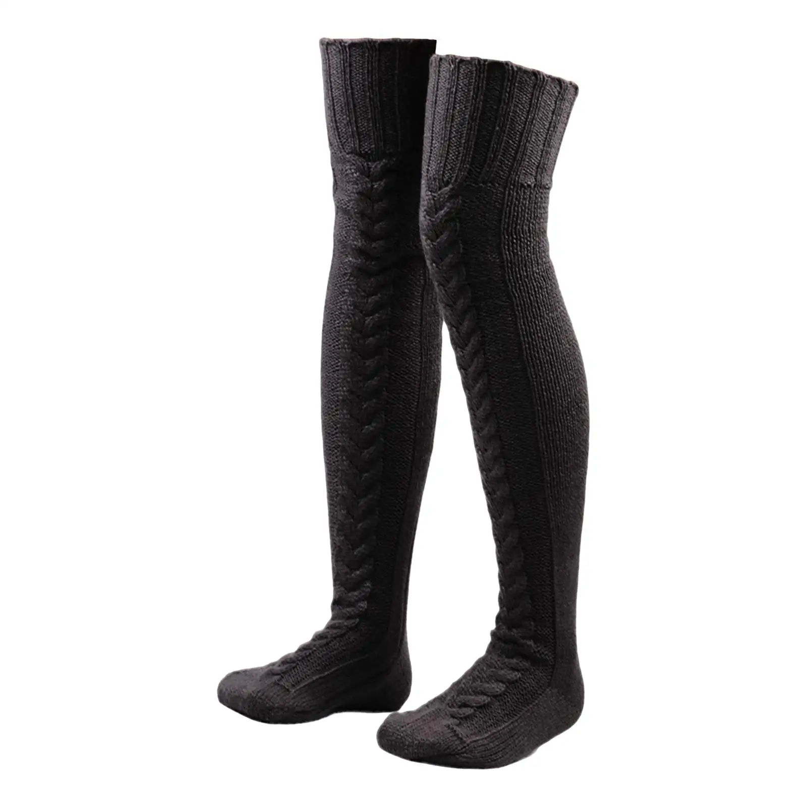 Cable Knitted Thigh High Socks Legging Stocking Birthday Gift, Cosplay