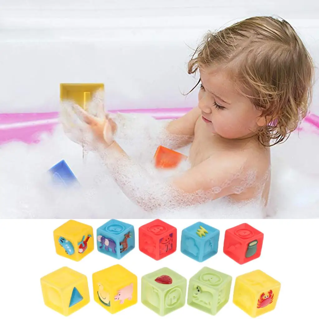 Baby Building Blocks Soft Stacking Squeeze Stack Teether Chewing Toy Educational