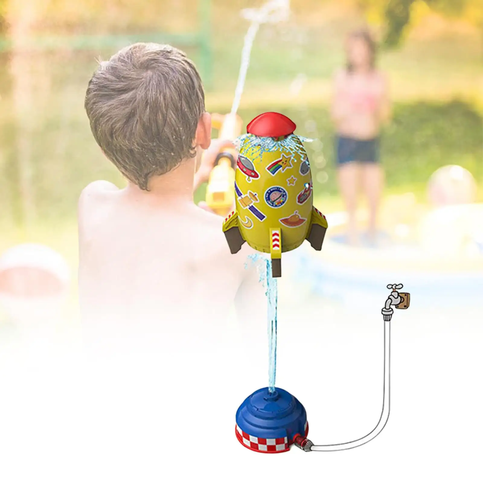 Summer Rocket Sprinkler Interaction Water Toys for Patio