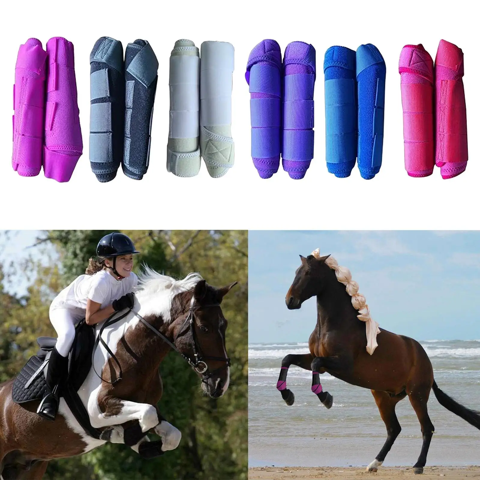 Horse Leg Brushing Boots Front Rear Leg Tendon Protector Equestrian Support Boot