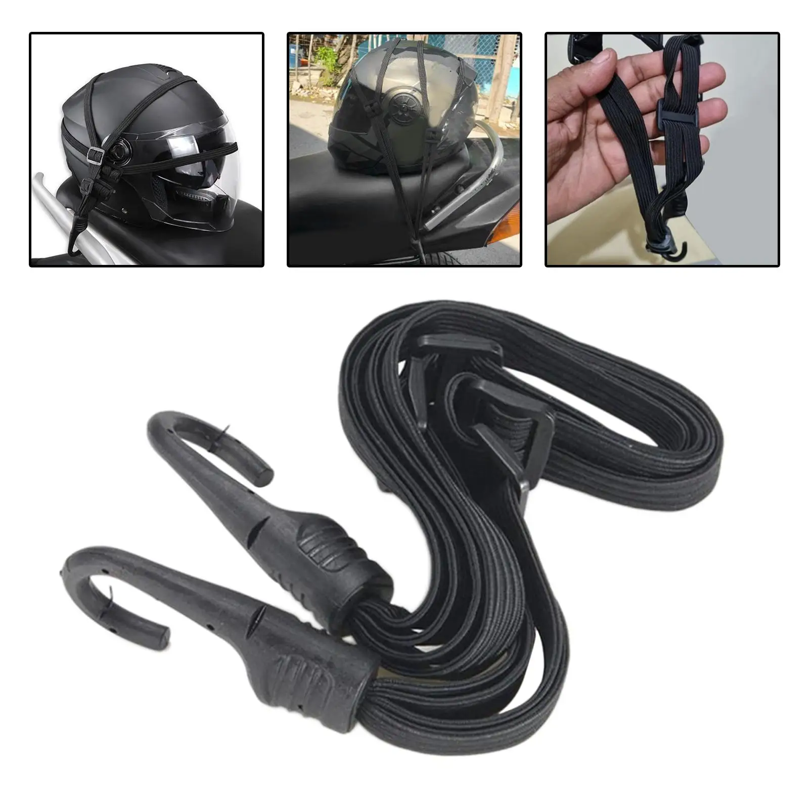 Motorcycle Helmet Luggage Rope Elastic Strap 90cm Retractable for Luggage Camping Outdoor Suitcases