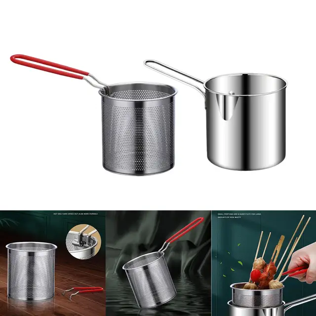 Stainless Steel Deep Fryer Pot Universal Small With Basket Fryer