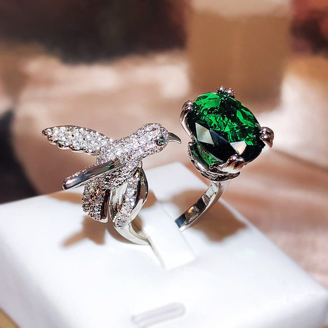 Santa maria offers aquamarine hummingbird ring