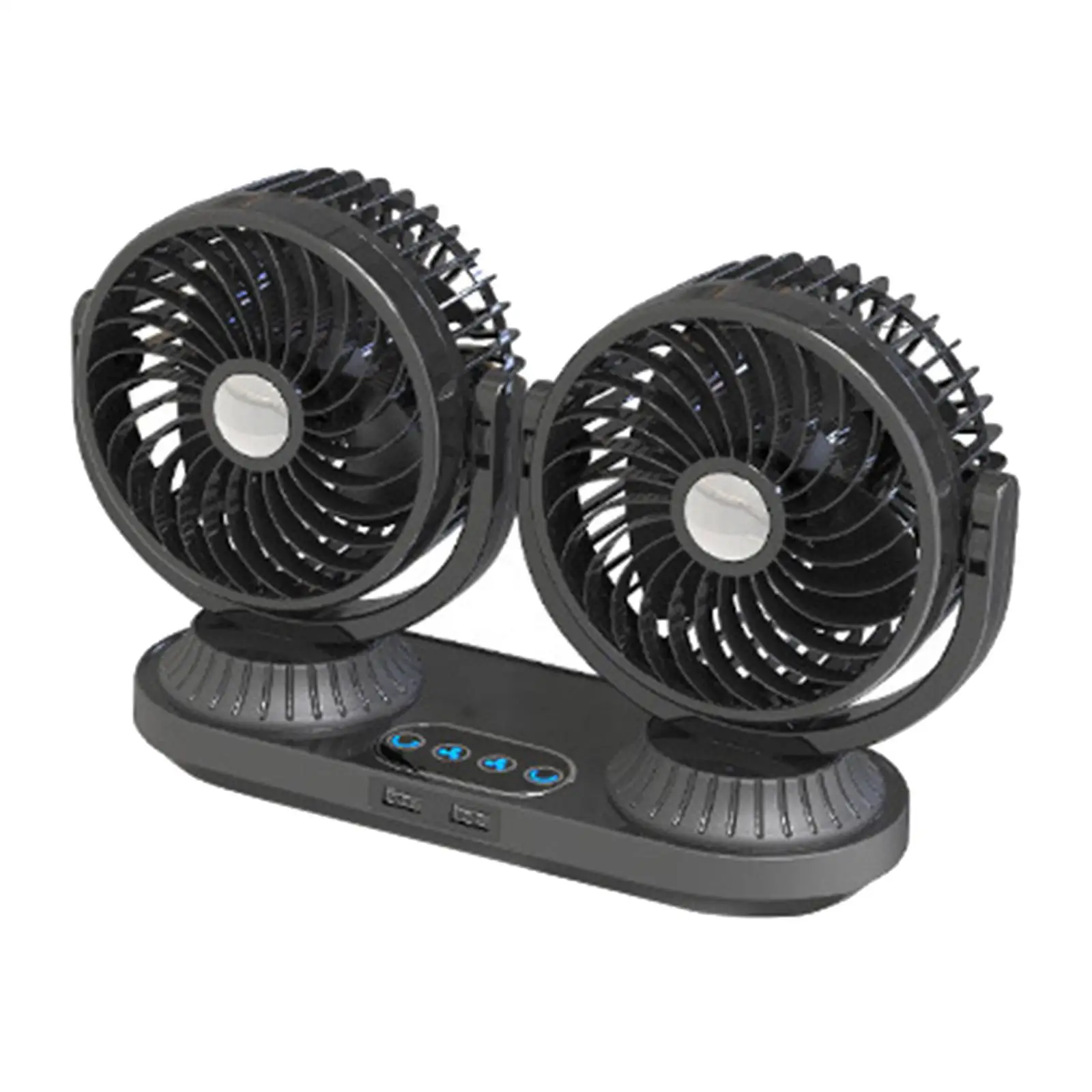 Dual Heads Car Fan 12V 24V Universal Summer Cooling Fan for Car 3 Speeds 360 Left and Right Touch Adjustment Portable Truck Fan