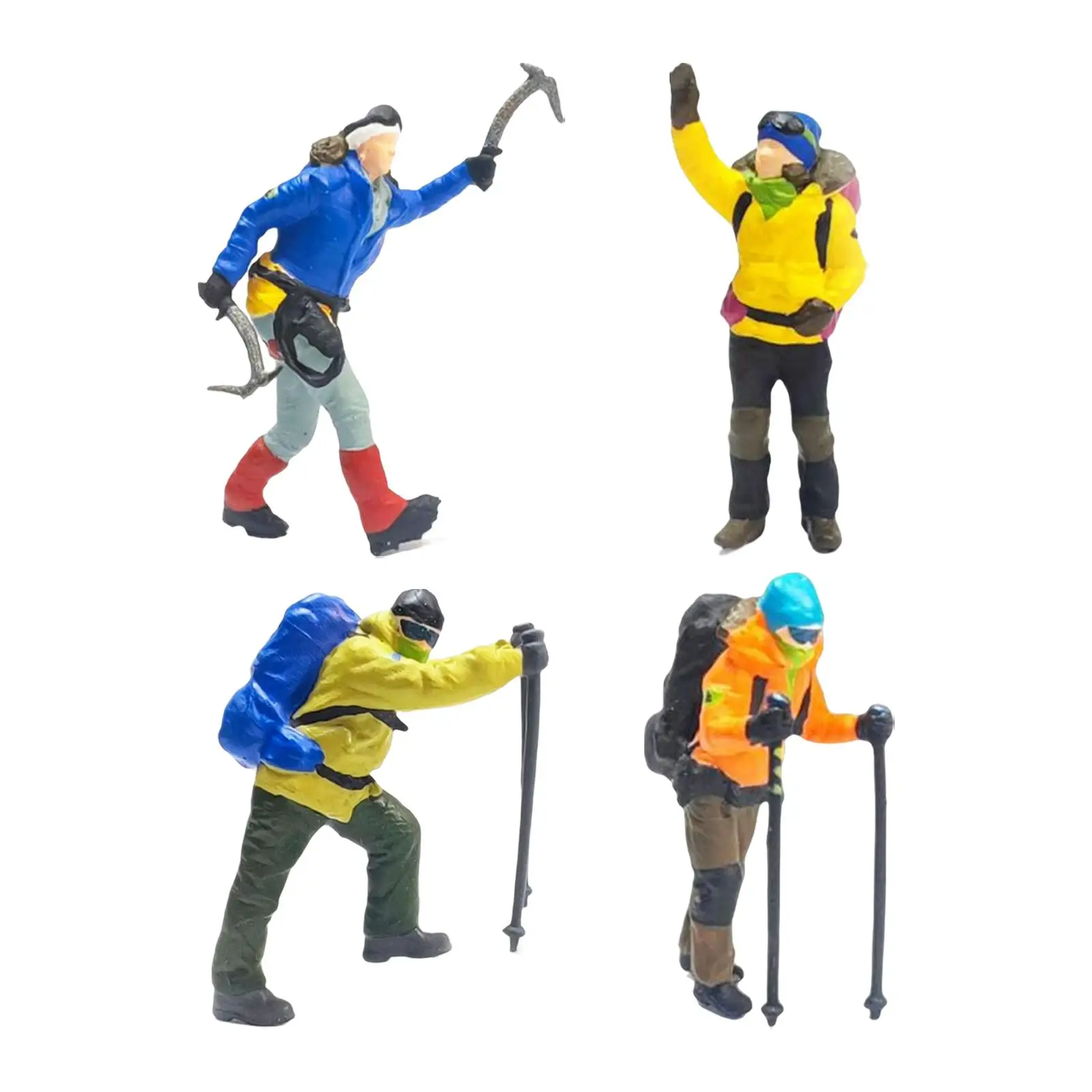 4Pcs Miniature Scene People Character Model Painted Figures for Indoor Dollhouse