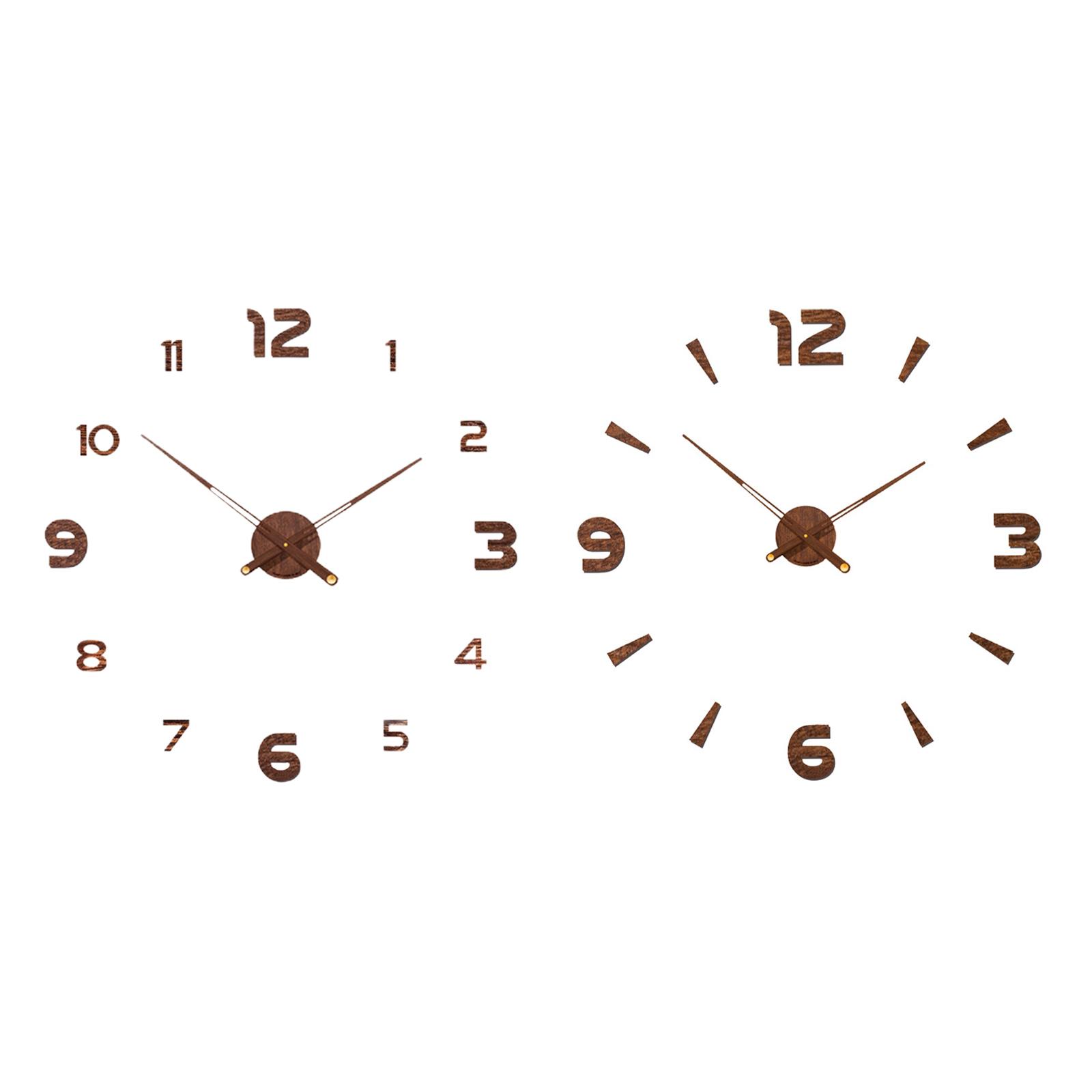 Modern DIY Wall Clock Frameless Large 3D Wall Stickers Wood Silent Wall Clock for Home Office Living Room Bedroom Decorations