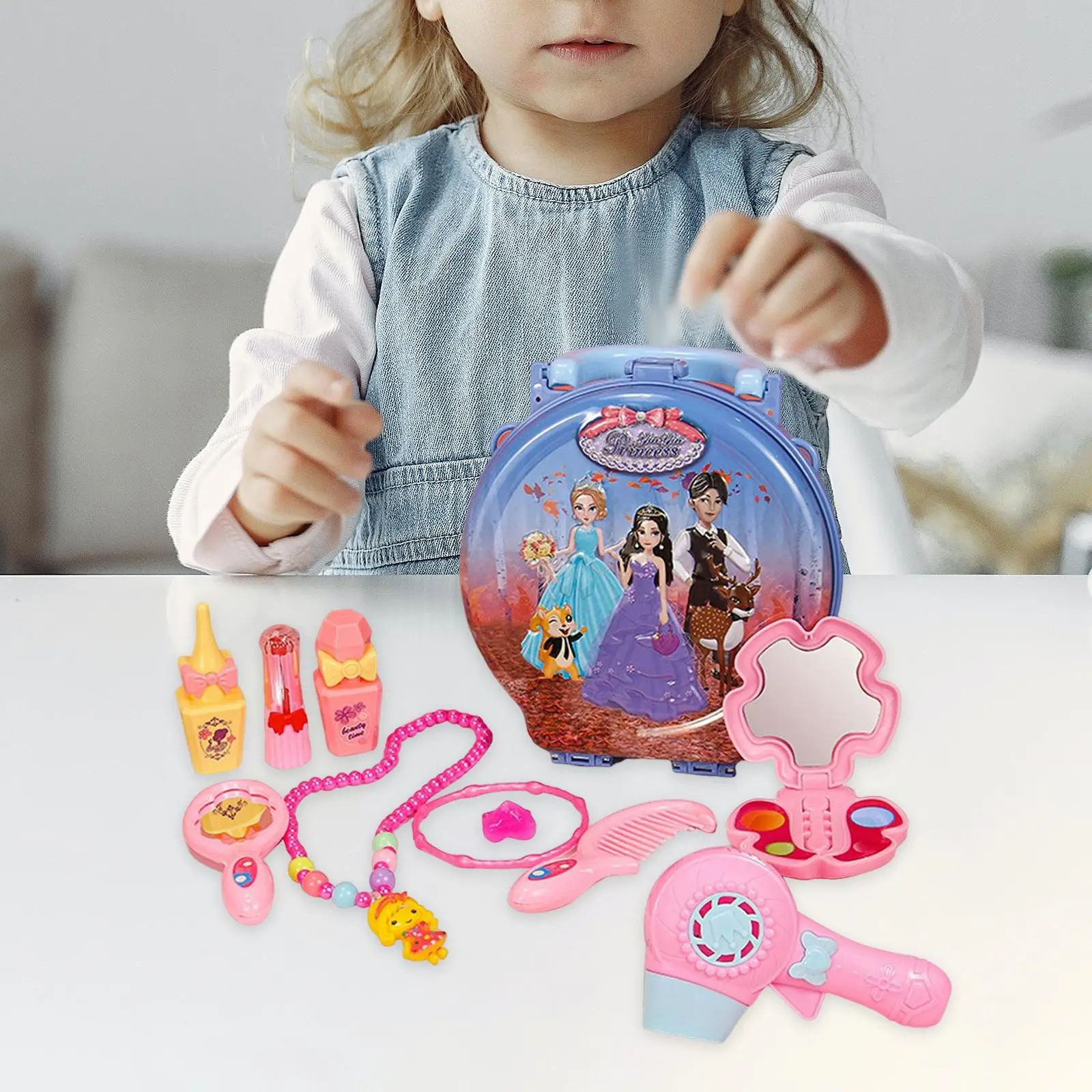 Kids Pretend Trolley Bag Educational with Accessories Sensory Toy for Little Girls Preschool Toddler Birthday Gifts