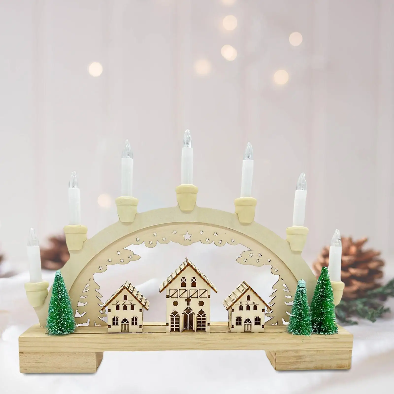 Holiday Atmosphere Light Ornament with Lights Village Houses Town Creative Holiday Ornament for Bedroom Decorative Ornaments