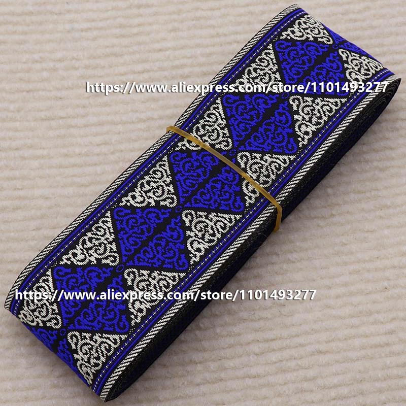 Description Picture 6 of item7 Yards 5cm Jacquard Ribbon Geometric Pattern Ethnic Lace Trim Embroidered Woven Webbing Tape For Clothing Bag DIY Sewing Fabric