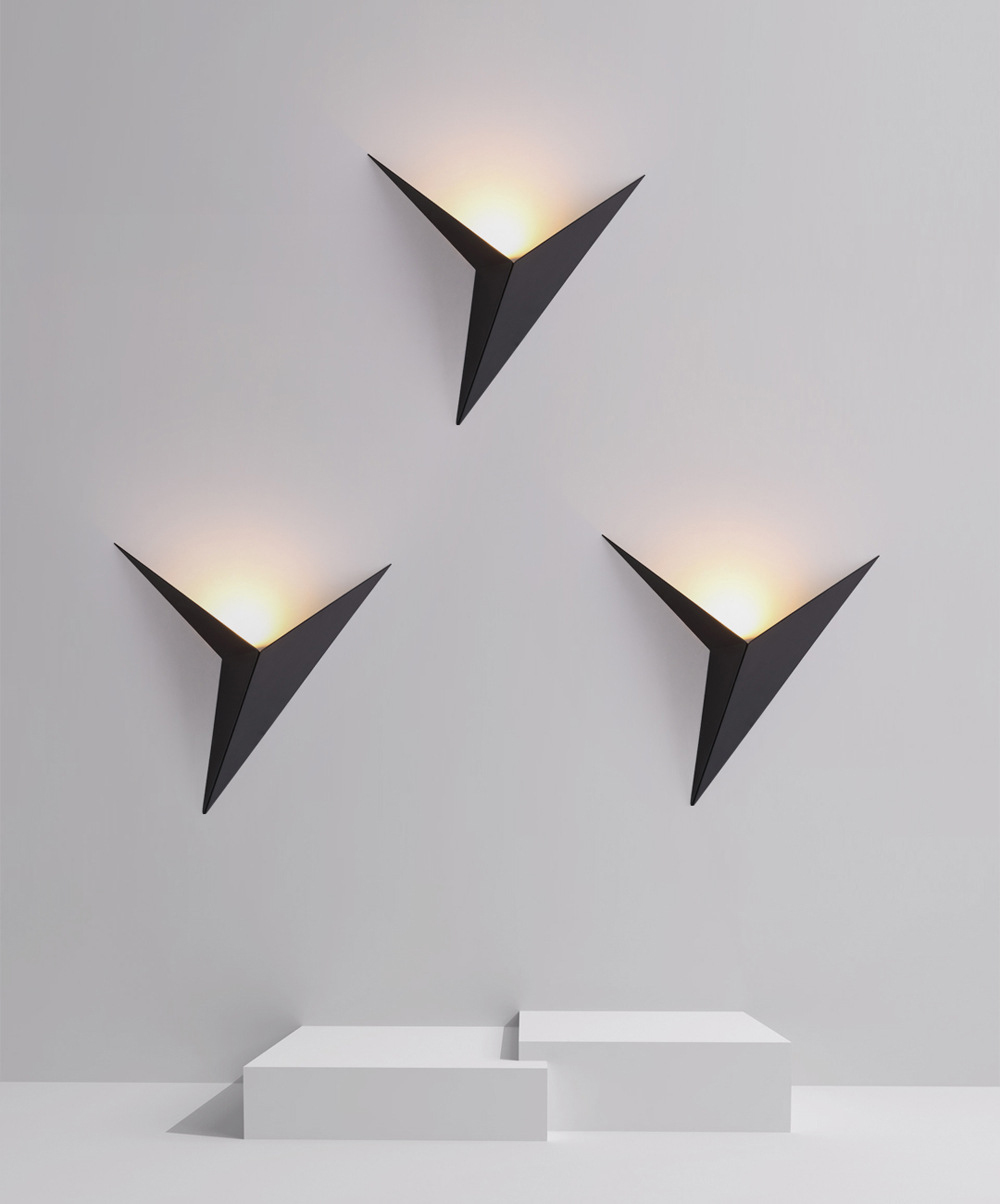 Modern Creative Iron Triangle Wall Lamp Study Hotel Bedside LED Light Living Room Bedroom Home Interior Decoration Lights