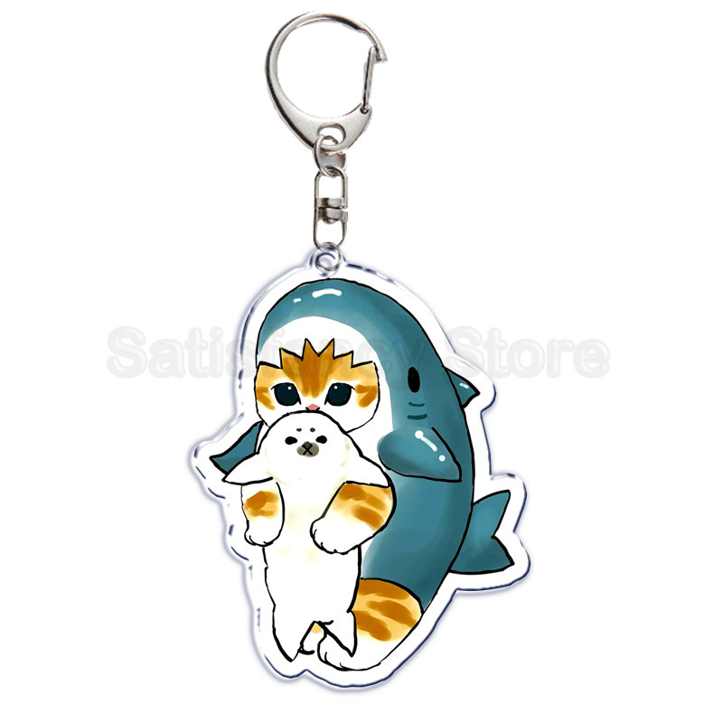 Nette Cartoon Shark Katze Gebraten Garnelen Katze Keychain Brief Schlüssel Kette für Männer Frauen Zubehör Tasche Anhänger Schlüssel Ring Schmuck geschenk – Detail 8