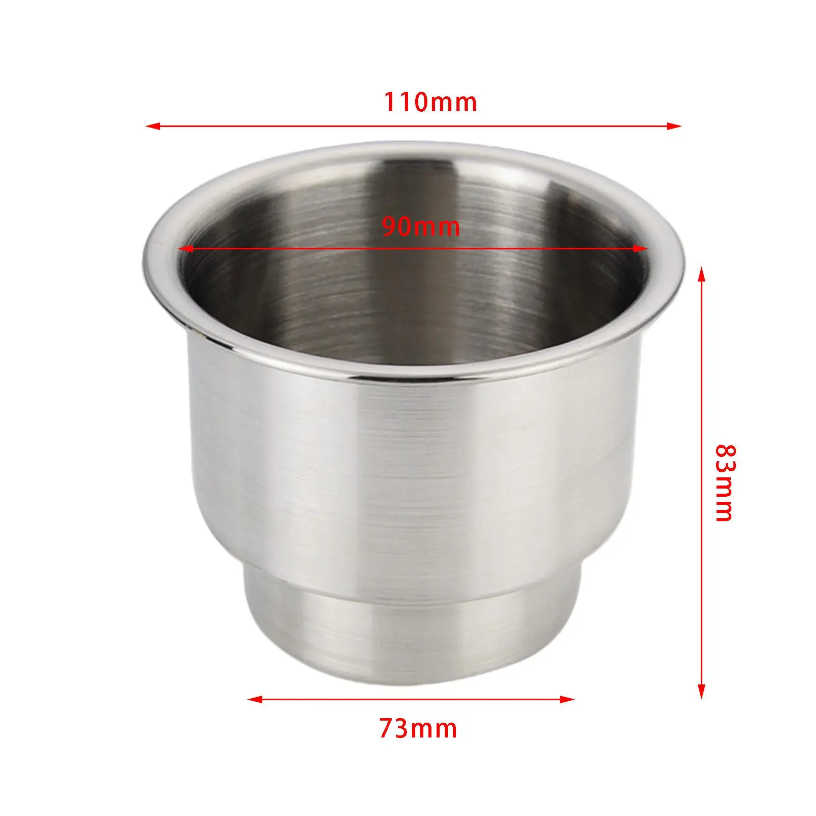 Cup Drink Holder Stainless Steel Recessed Drink Water Bottle Holder Fit for Camper Boat Marine Silver Color 110x83mm