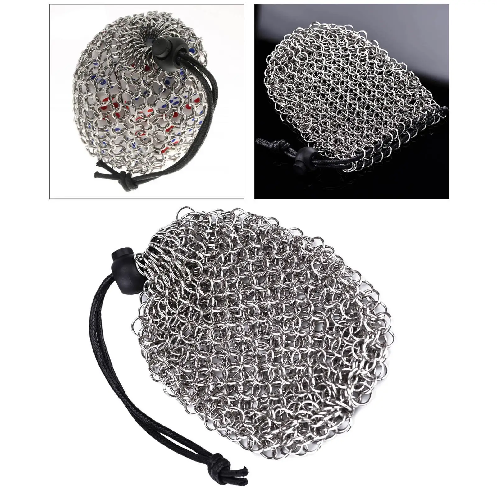 Upgrade Chainmail Dice Bag Stainless Steel Dice Tray Bag for Board 