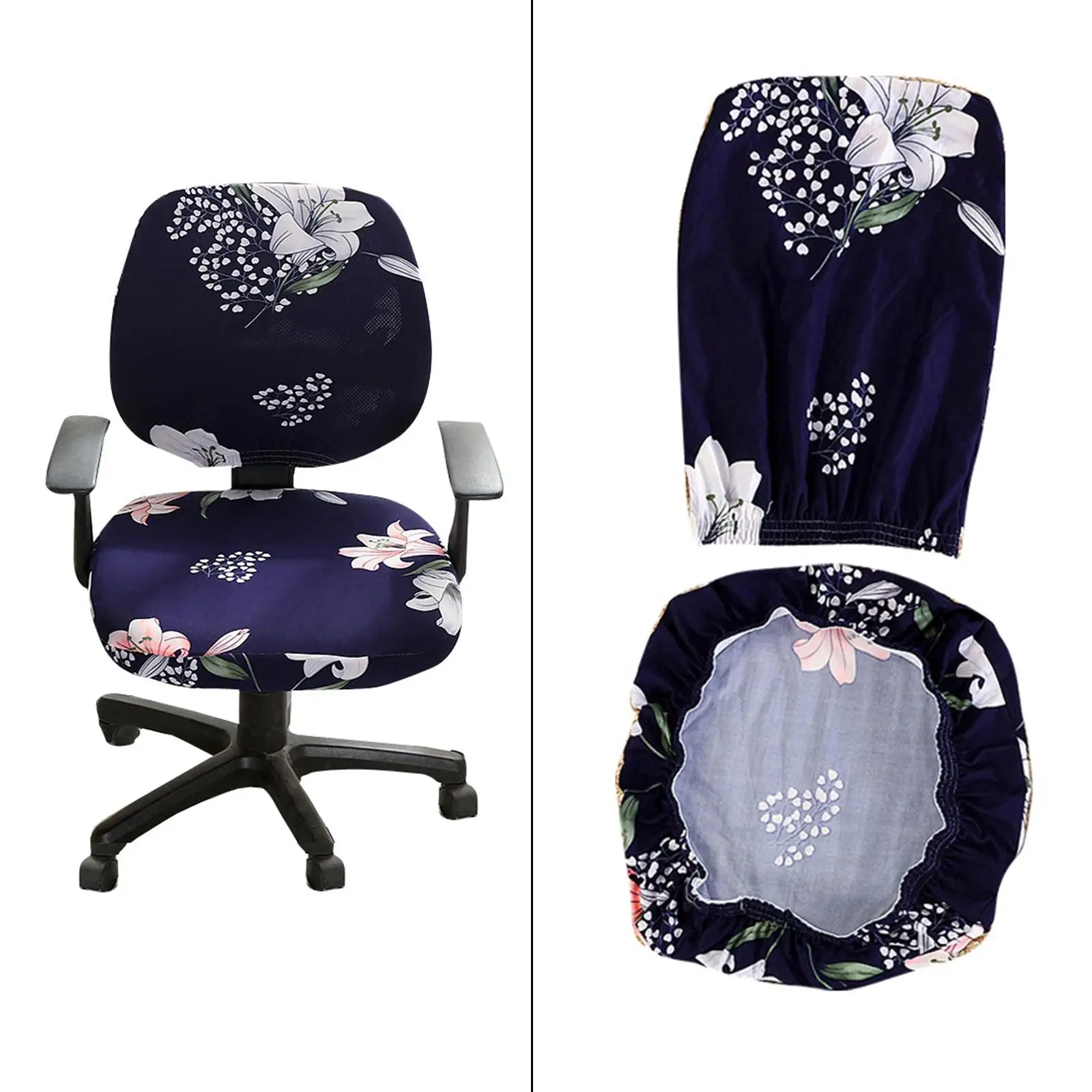 Stretchy Desk Chair Seat Protector Polyester Machine Washable Soft Dustproof Rotating Chair Slipcover for Computer Chair