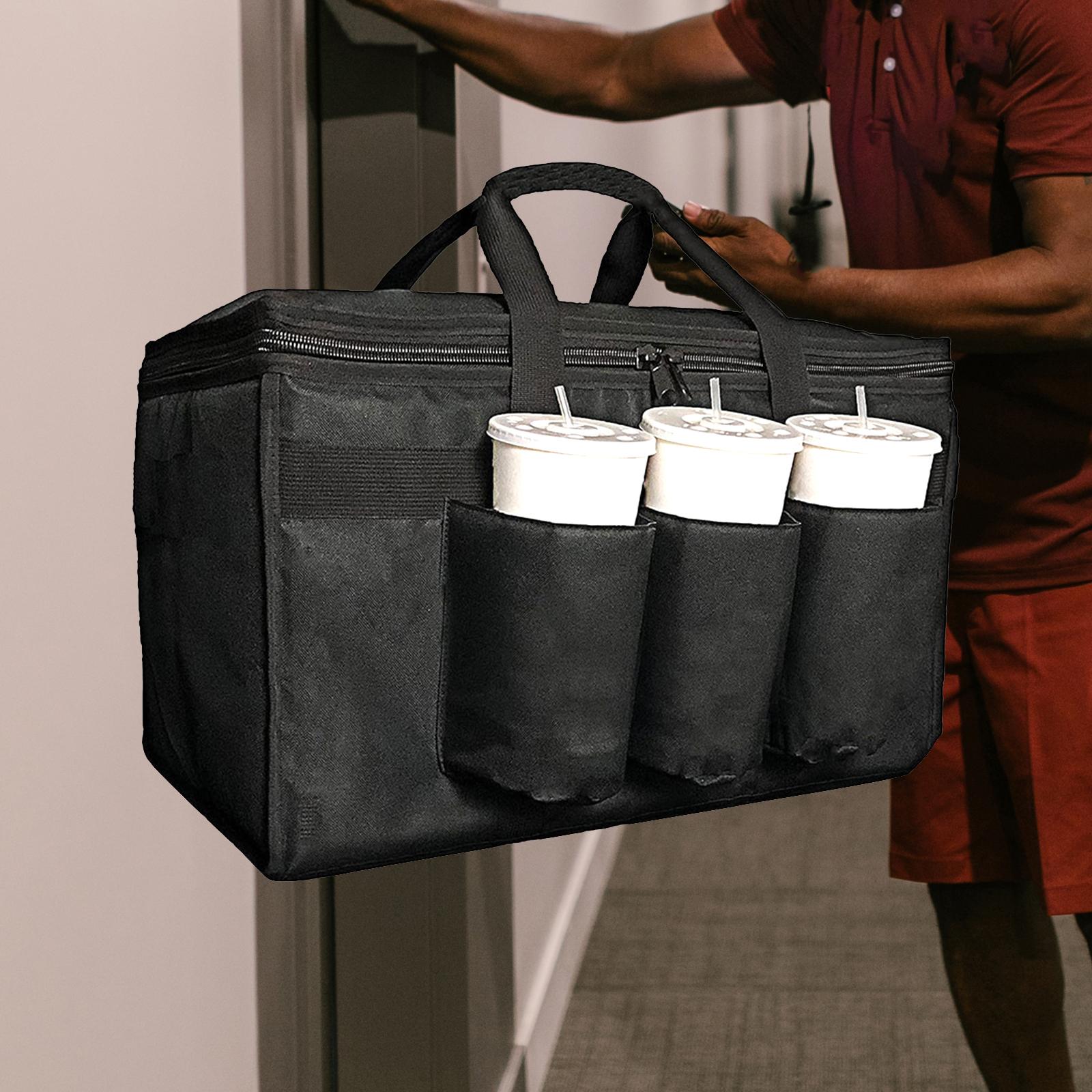 Insulated Food Delivery Bag Insulated Picnic Bag Food Warmer Cup Holder for Travel Restaurant Professional Personal Camping