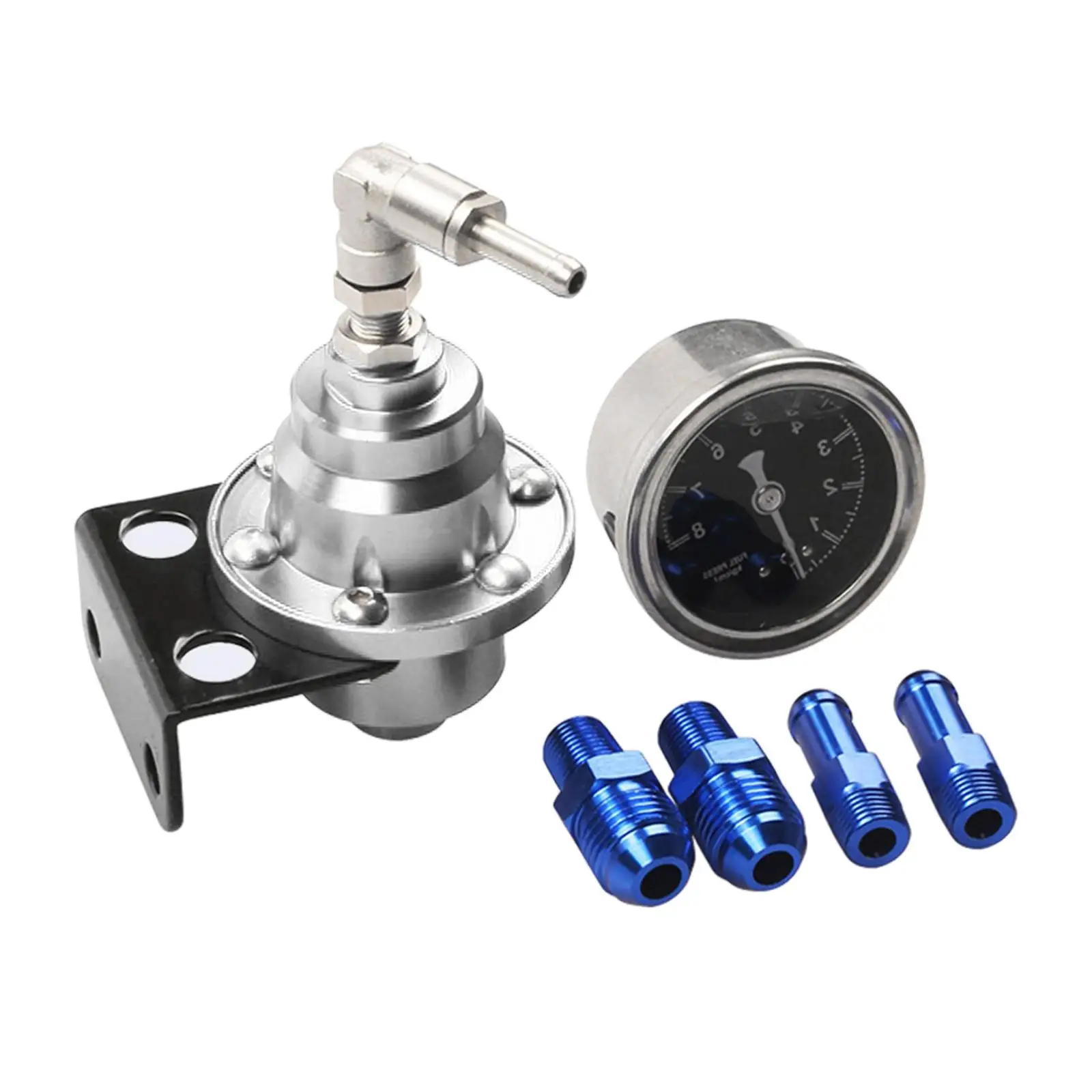 Universal Adjustable Fuel Pressure Regulator with Gauge Automotive Accessories Replace Parts with 4 Connectors 200-800Kpa