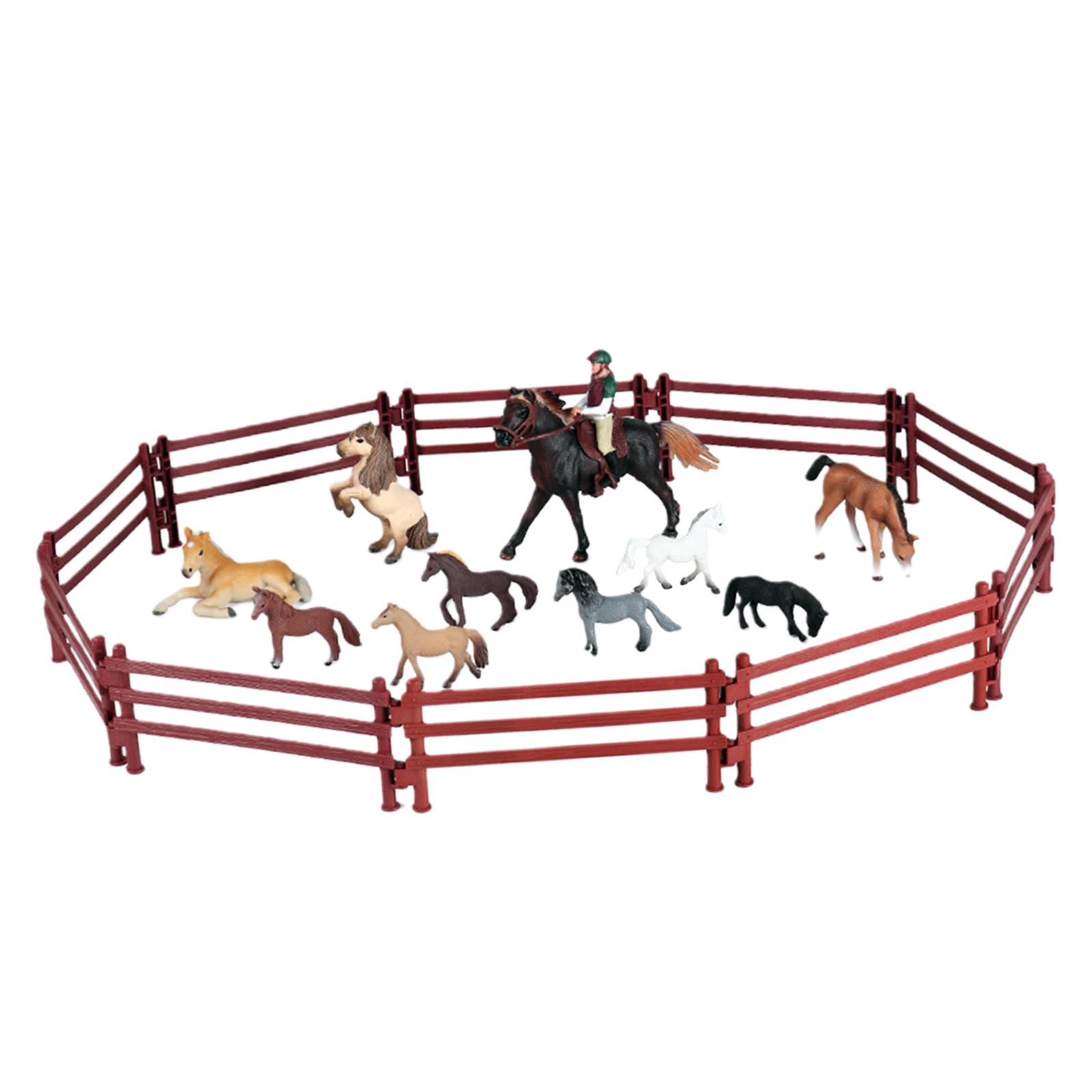 23 Pieces Simulation Fence Farm Toy Set Sports Horseman Farm Jockey Static Accessories Collectibles Mini Scene for Children Barn