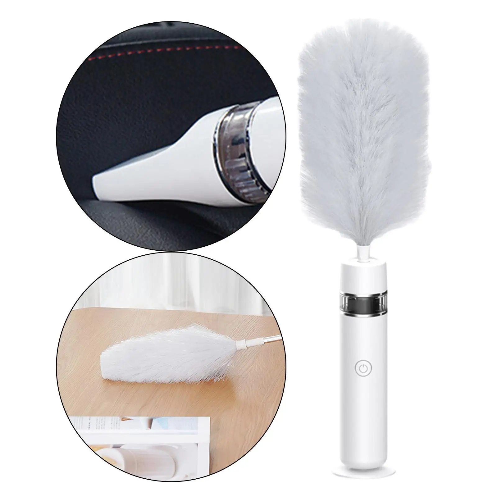 Electric Feather Duster Telescopic Brush Duster Cordless Rotary Cleaning Duster Dust Cleaner for Windowsill Cars Kitchen Desktop