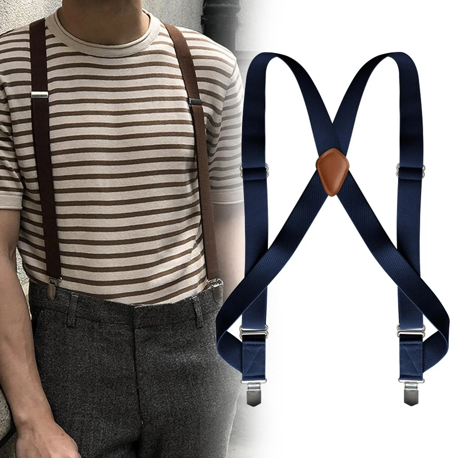 Mens Suspender with Clips Work Suspenders for Boyfriends Trousers Suit Pants