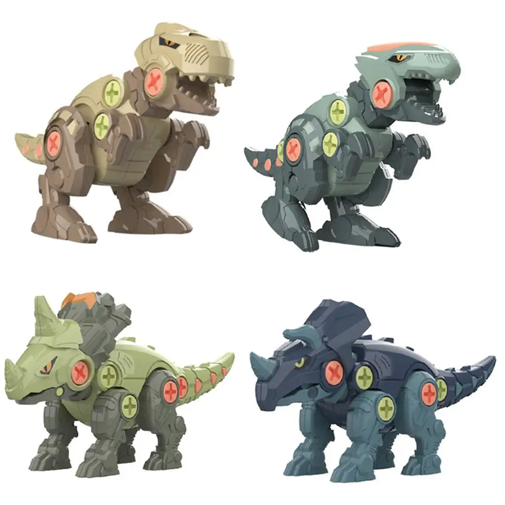 4 Pieces Dinosaur Toys STEM DIY Construction with Screwdriver,DIY Assembly Learning Educational Toys, Dinosaur Toys for 