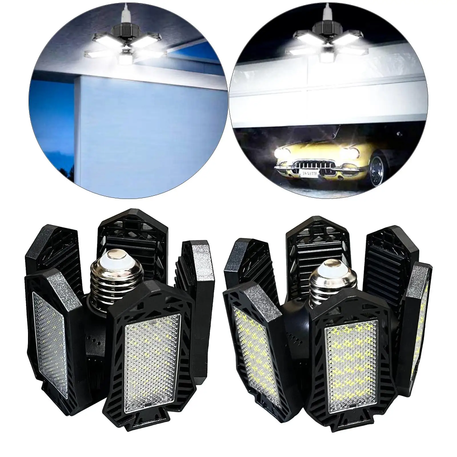 LED Garage Light Multi-Position Panel Workshop Bulb Bay Lamp Adjustable Angle E27 90  Folding Ceiling Lighting