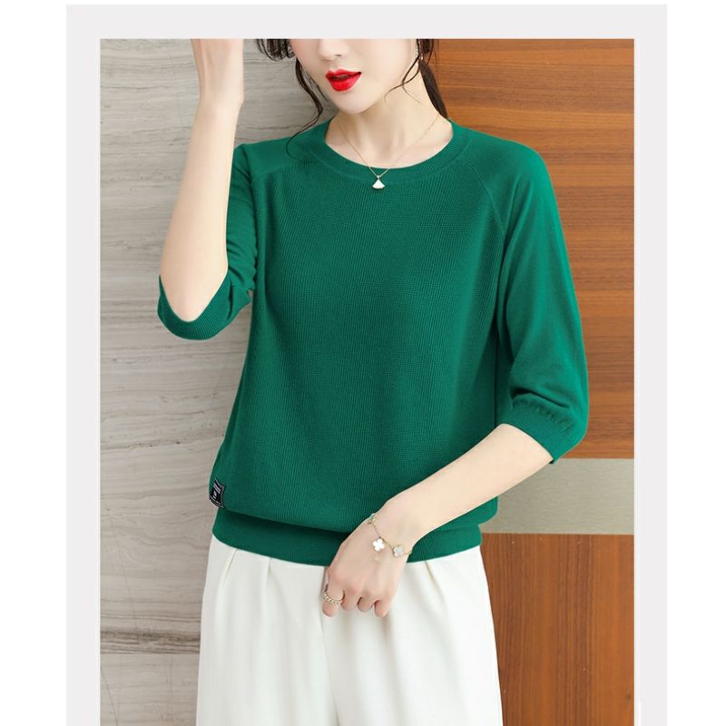 Frühling Herbst elegante Mode Harajuku Slim Fit Tops Frauen lässig lose alle Match Unterhemd o Hals Einsatz Patchwork T-Shirts – Detail 9