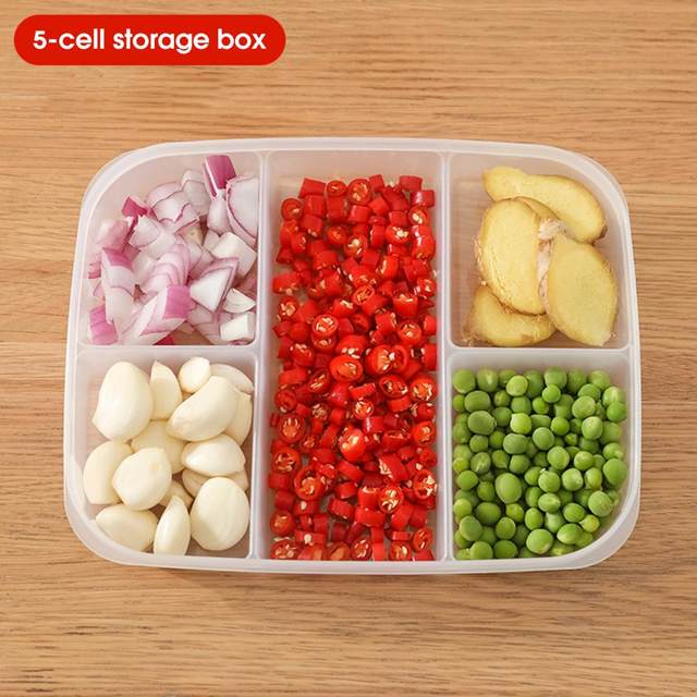 Yesbay Food Storage Box Large Capacity Multi-Compartments Eco-friendly Food  Grade Fresh-keeping Transparent PP Material Fridge Food Container Divided  Serving Tray Home Supplies 