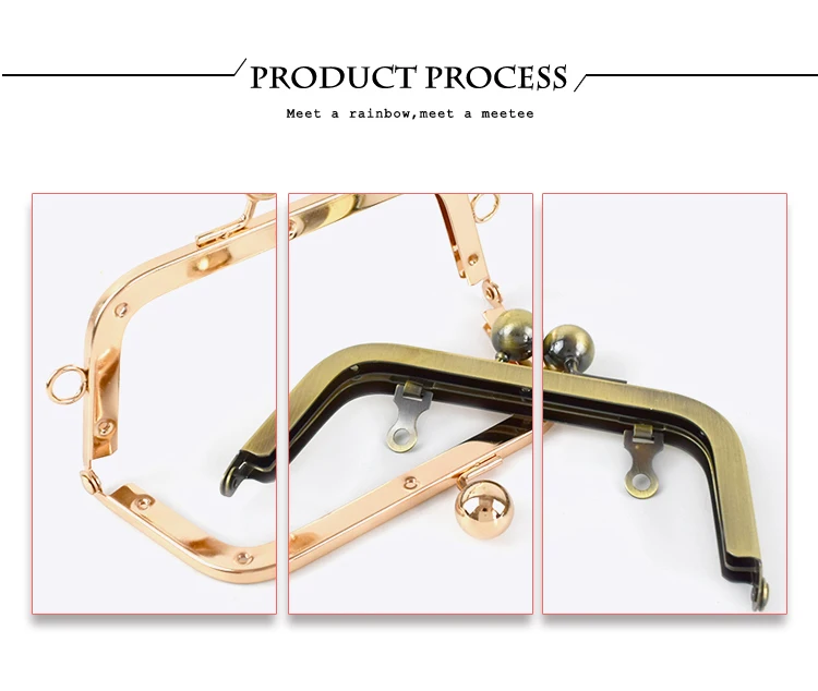1-5Pcs 14cm Square Metal Frame for Bags Clasp Handbag Handle Purse Frames Metalic Kiss DIY Bag Handles Sew Hardware Accessories