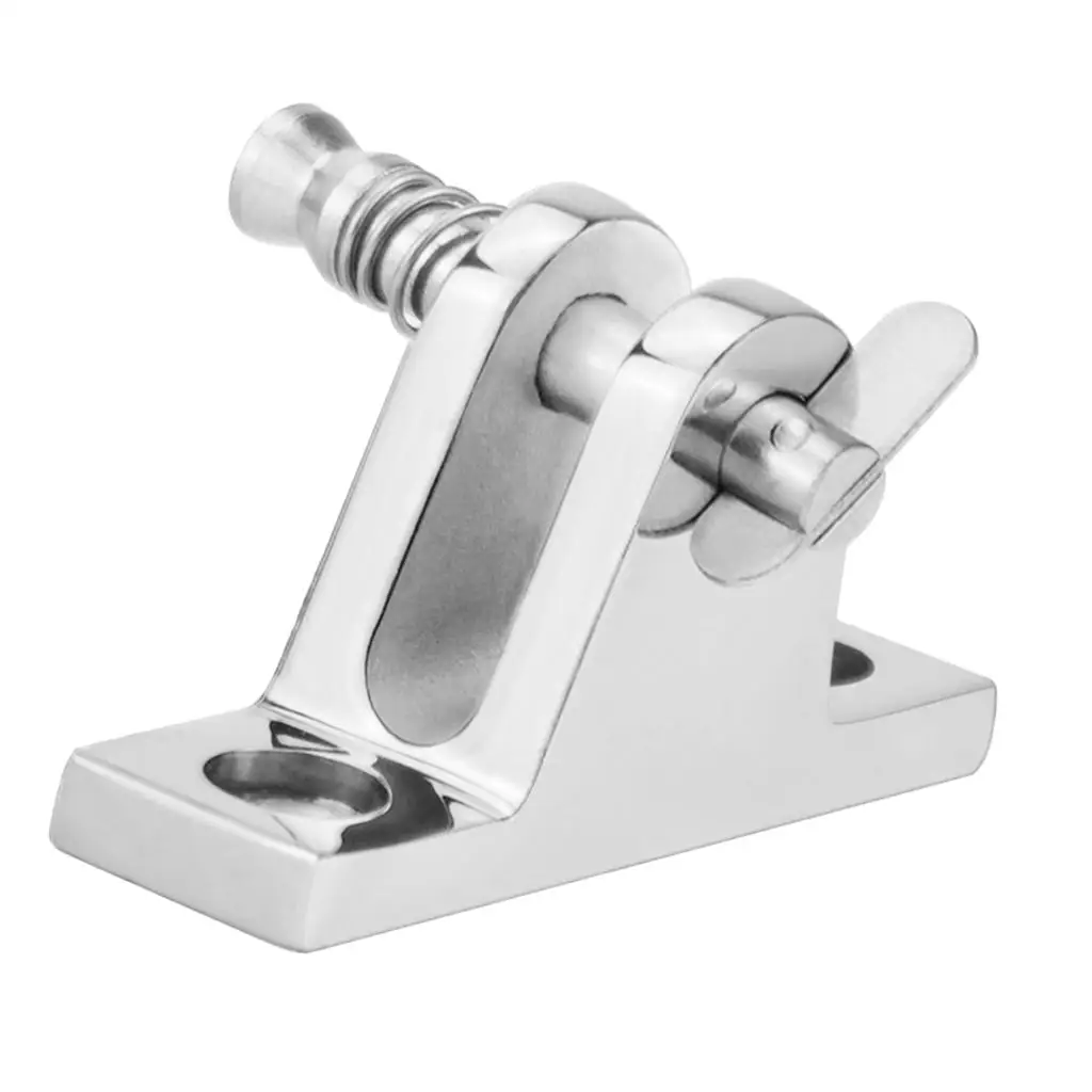316 Marine-Grade Stainless Steel Polished 90 Boat Bimini Top Fitting Deck Hinge W/ Quick Release Pin