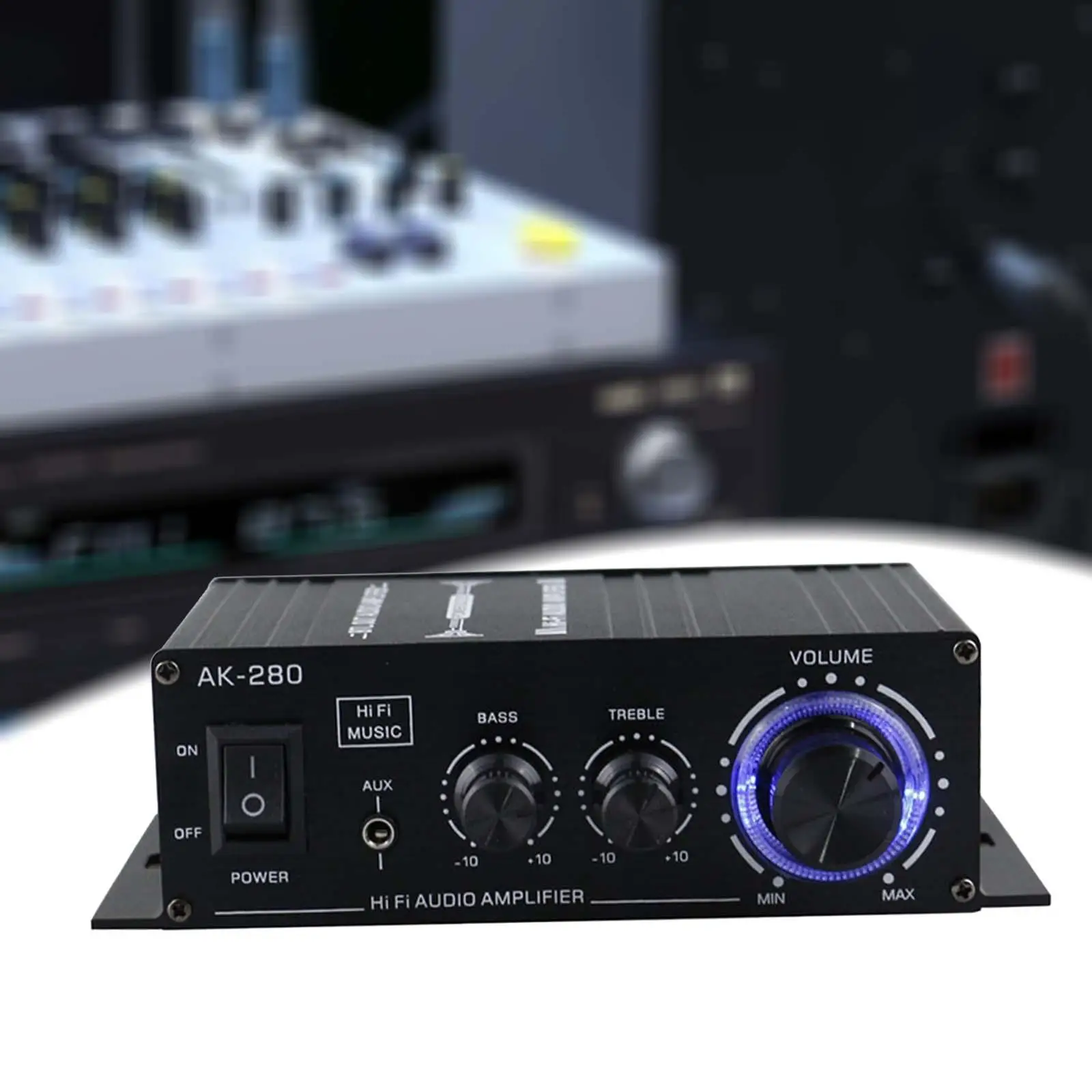 AK-280 Mini Digital Audio Power Amplifier 2 Channel 40wx2 Subwoofer Amplifier 12V Stereo Amplifiers for Home Theater Studio Use