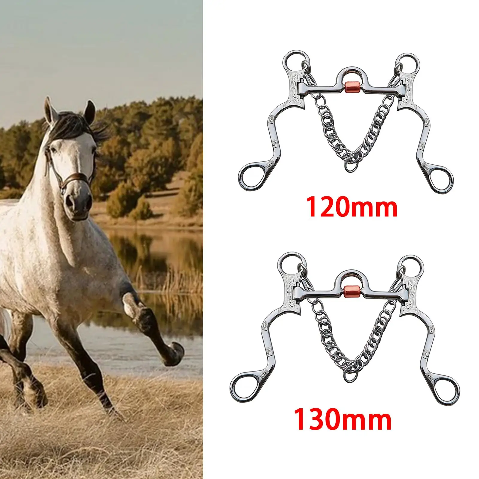 Horse Bit Copper Mouth Stainless Steel  Cheek for Horse Bridle