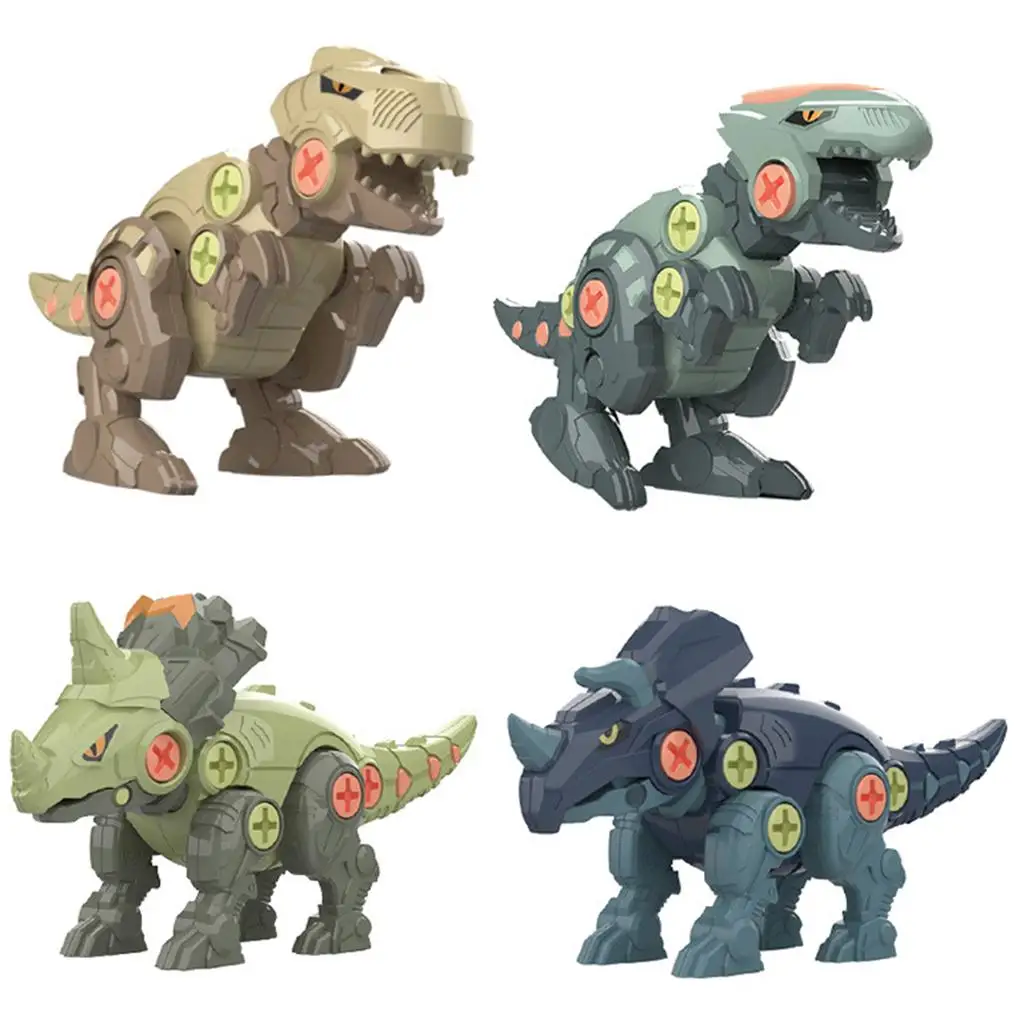 4 Pieces Dinosaur Toys STEM DIY Construction with Screwdriver,DIY Assembly Learning Educational Toys, Dinosaur Toys for 