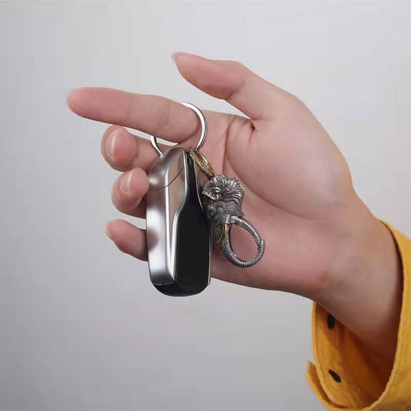 RetroSen Neue Silber Manuelle Elefanten Gott Des Reichtums Anhänger Ring Schnalle Auto Keychain Persönlichkeit Kreativität Vintage Besteck – Detail 6