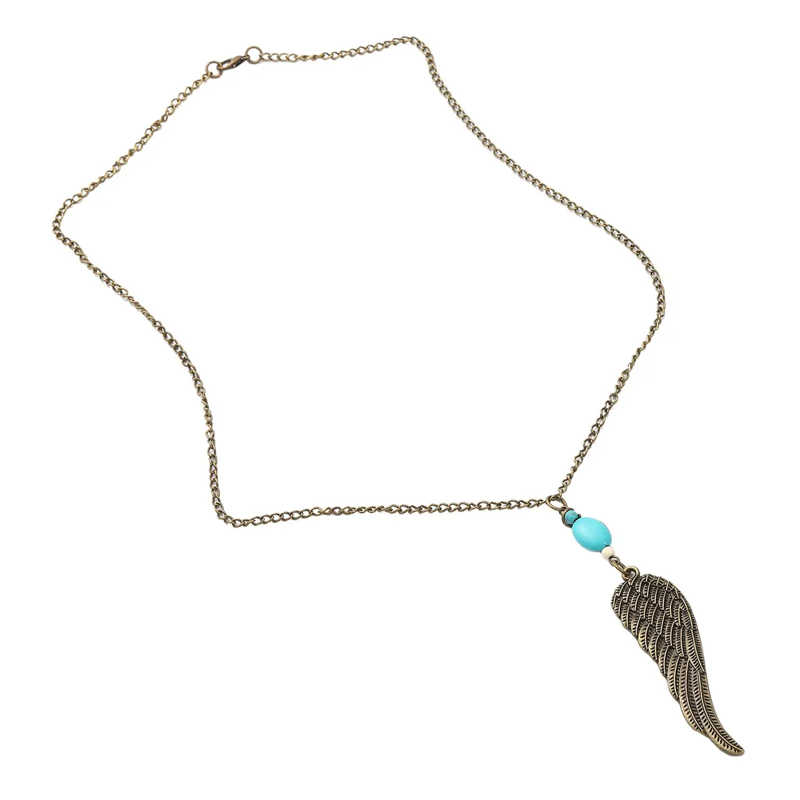Wing Pendant Necklace Vintage Angel Wing Charms Feather Dangle Necklace for Unisex Women Men Thanksgiving Engagements Weddings
