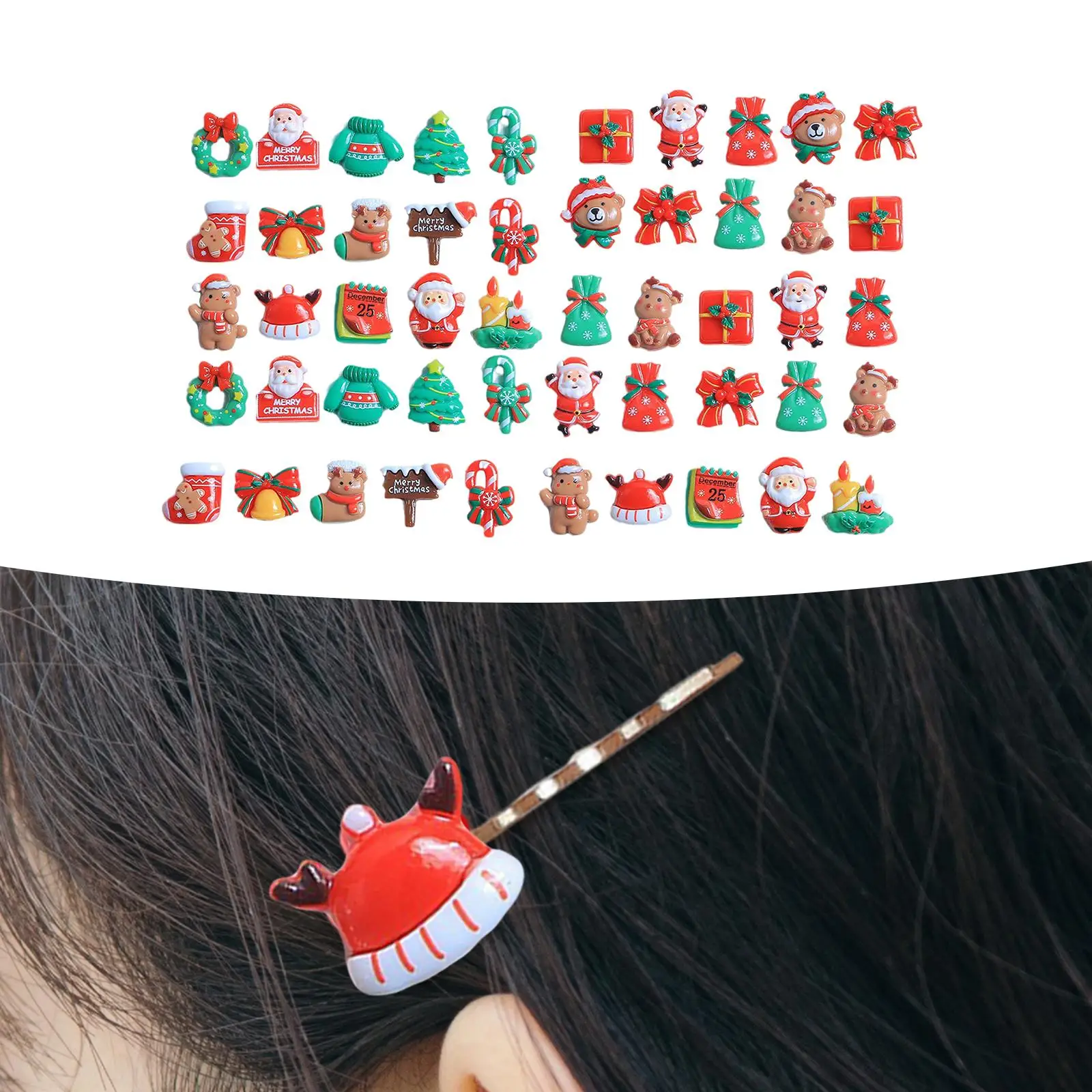 50Pieces Christmas Flatback Embellishment for DIY Phone Case Jewelry Making