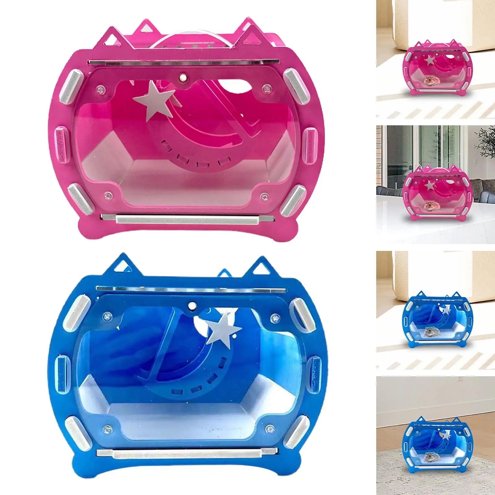 Hamster Cage with Carrying Handle Pet Travel Carrier Pet Cage Carry Case for Chinchillas Dwarf Hamster Squirrel Small Pets Bunny