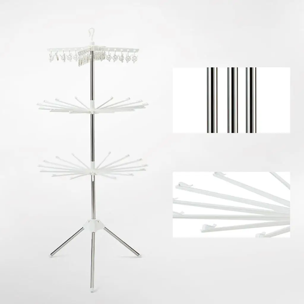 Foldable Clothes Drying Rack Stainless Steel Adjustable Garment Clothing Hanger for Indoor Outdoor Portable Clothes Rack