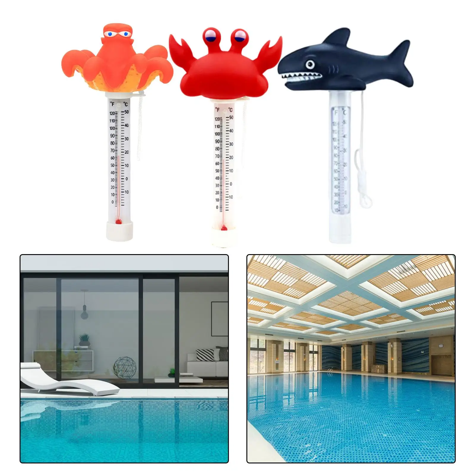 Floating Pool Thermometer Easy Read Generic Pond Thermometer for Swimming Pools Spas Hot Tubs Outdoor Indoor Swimming Aquariums