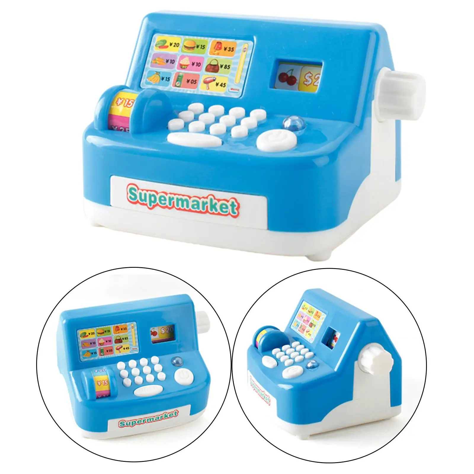 Simulation Cash Register Battery Operated Pretend Play Shopping Cashier for Preschool Kids Age 3 4 5 6 7+ Learning Gift