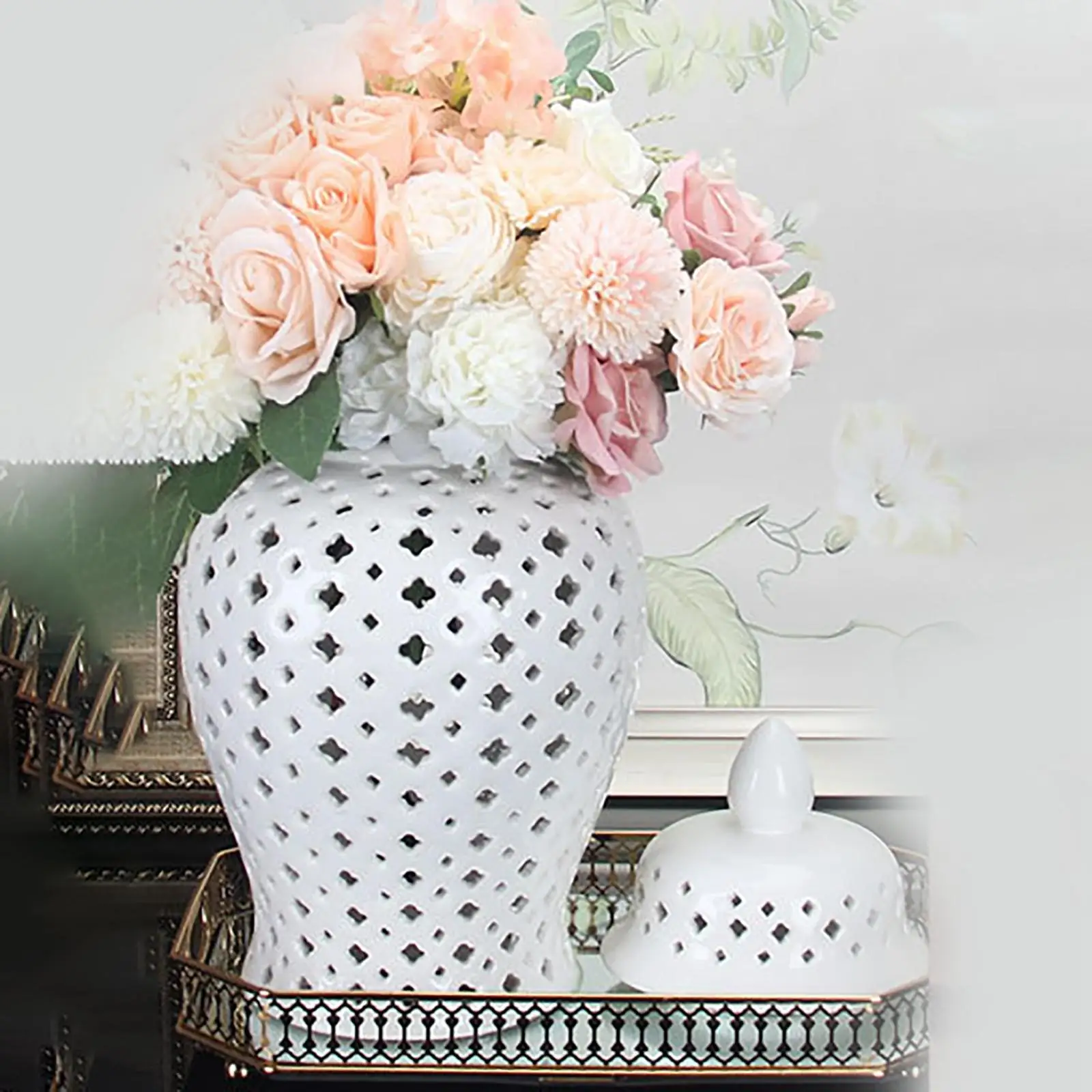 Porcelain Ginger Jar with Lid Universal Handicraft Lantern Decorative Collectable  Jar Vase for Decoration Ornament