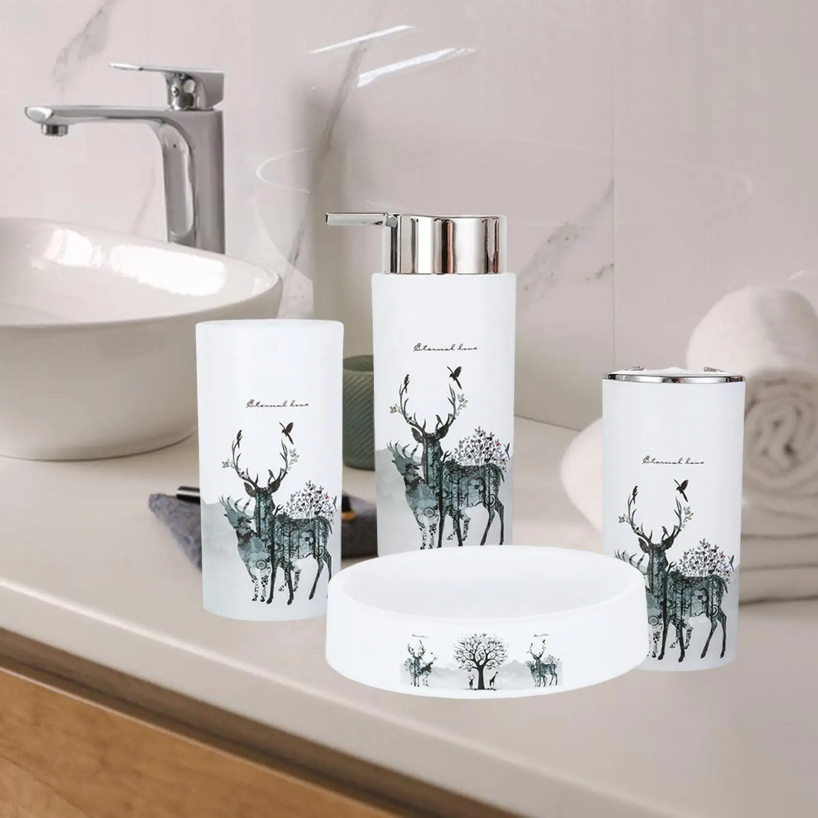 4x Creative Bathroom Accessories Set Pump Bottle Dispenser for Restroom
