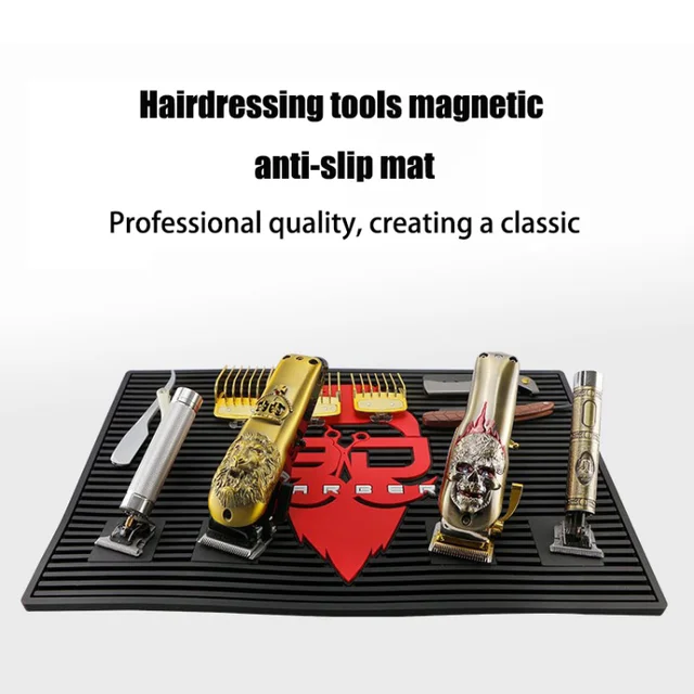 Caliber Pro Magnetic Mat - 6 Magnetic Spaces for Clippers - Non-Slip Heat  Resistant Surface - Keeps Barber and Beauty Tools Organized