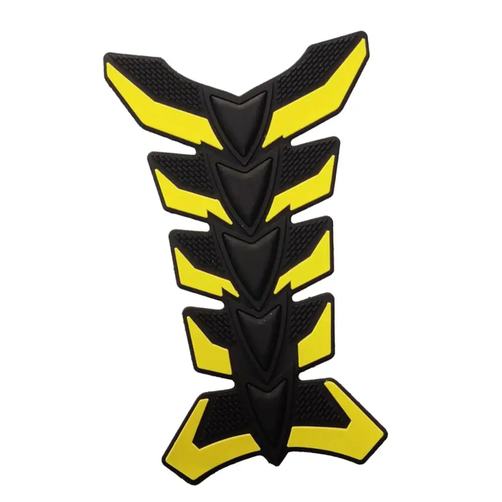 3D Fishbone Motorcycle Modified Oil Tank Pad Protector Decal Sticker Yellow