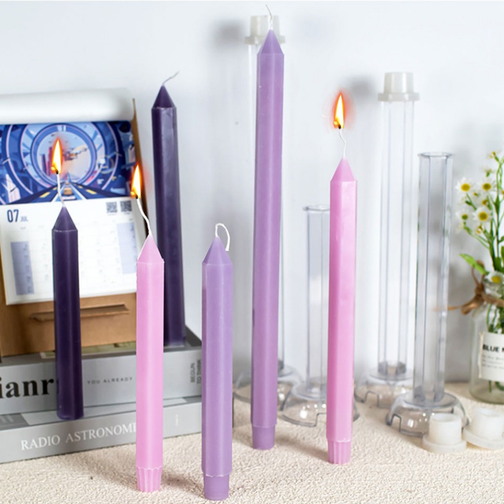 Description Picture 2 of itemHexagon Stripe Pole Acrylic Candle Mold Pointed Long Rod Making Set Geometry Candlestick Plastic Mould Home Party Art Decor Gift