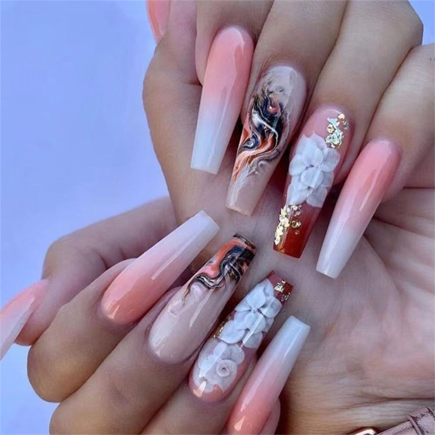 Best of 24Pcs / Lot Extra Long Ballet Nails Fake Fashion Girls Full Cover Press On Acrylic Nail Removable Reusable Wearable Fake Nails Art Reviews & Tips - Image 6